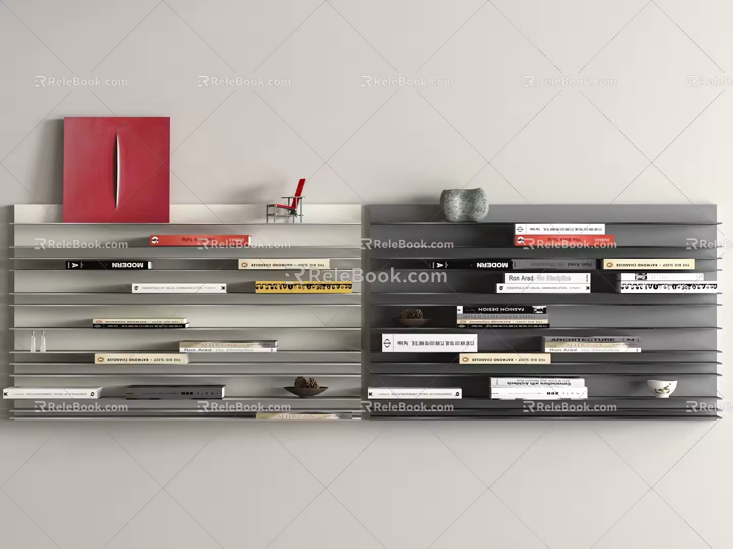 Simple bookshelf wall-mounted 3d model
