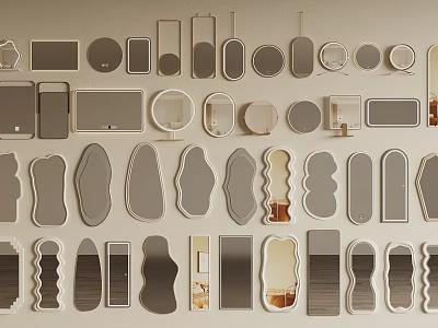 Stylish Decorative Mirrors With Various Shapes And Designs For Modern Wall 3d model