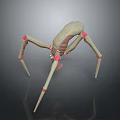 Spider Like Biomechanical Game Movie Character With Long Thin Legs And Red Accents