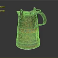 Decorative Metal Water Jug With Colorful Floral Patterns And Striped Accents