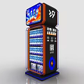Modern Vending Machine Display Shelf With Transparent Glass And Beverage Drinks 3d model