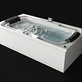 Modern White Freestanding Bathtub With Black Pillows Digital Control And Rippling Water