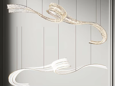 Artistic Modern Abstract Chandelier With Curved Lines And Elegant Lighting For Interior Design 3d model