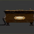 Vintage Wooden Computer Device With Decorative Top Mechanical Elements And Metal Feet