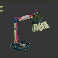 Retro Game Character Lamp with Blue Red Metallic Body Adjustable Arm and Striped Shade