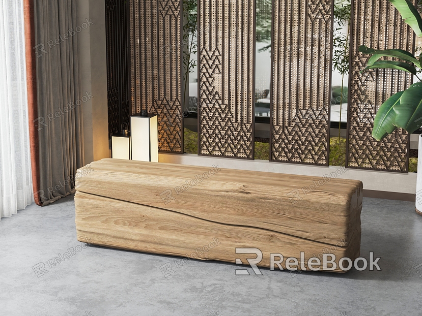 Silent Wind Solid Wood Bench model