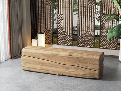 Silent Wind Solid Wood Bench model