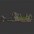 Ancient Stone Architectural Components Of Ruins 3D Model With Broken Walls And Stone Blocks