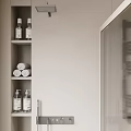Modern Bathroom Interior Design With Glass Shower Toilet Marble Vanity And Cabinets