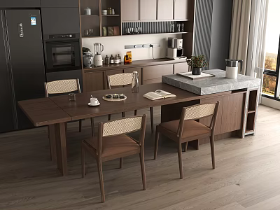 Middle Ancient Style Restaurant Island Table and Chair 3d model