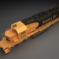 Classic Santa Fe Gold And Black Locomotive Train Model With Detailed Design