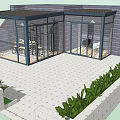 Modern Villa Balcony Glass Enclosed Design Featuring Seating Area Table Chairs And Potted Plants