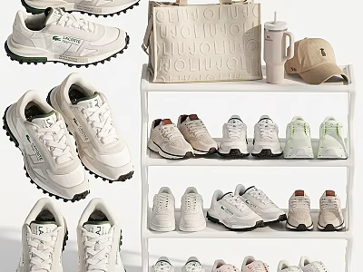 Multi Layer White Shoe Rack For Storing Casual Sneakers And Displaying Practical Daily Fashion Accessories 3d model