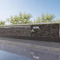 Beautiful Vertical Garden Decor With Plant Wall And Stone Slab Floor Under Blue Sky