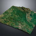 3D Mountainous Terrain Model With Green Vegetation And Elevated Landforms