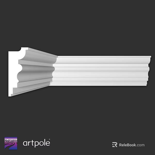 White Decorative Architectural Molding With Layered Grooves For Interior Design 3d model 