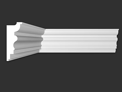 White Decorative Architectural Molding With Layered Grooves For Interior Design 3d model