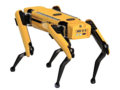 Yellow Industrial Quadruped Robot Equipment With Mechanical Legs For Inspection Tasks 3d model