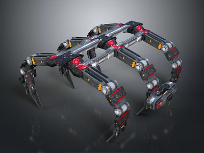 Mechanical Multi Legged Household Device With Black Red Silver Joints And Functional Parts 3d model