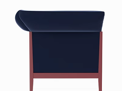 Modern Navy Blue Two Seater Sofa With Red Wooden Frame And Velvet Upholstery 3d model