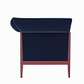 Modern Navy Blue Two Seater Sofa With Red Wooden Frame And Velvet Upholstery