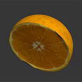 Fresh Half Sliced Orange With Juicy Segments And Shiny Surface On Dark Background