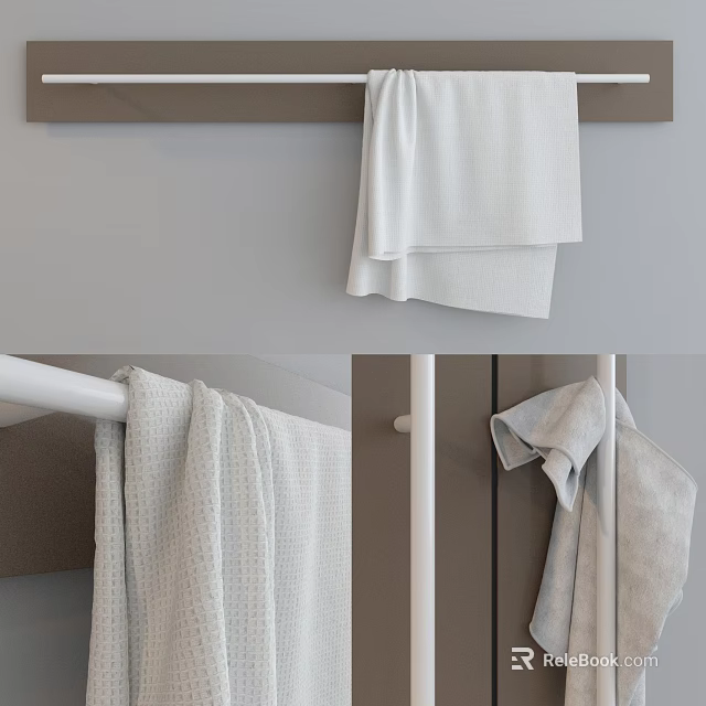 Gray Wall Mounted Bathroom Cabinet Rack With White Towel Design 3d model 