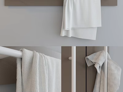 Gray Wall Mounted Bathroom Cabinet Rack With White Towel Design 3d model