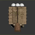 Gothic Style Architectural Building Model With Stone Exterior Stained Glass Windows And Roof Hole