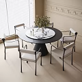 Modern Dining Table and Chair Single Chair Round Dining Table 3d model