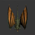 Fantasy Green And Orange Dragon With Spread Wings Detailed Scales Mythical Creature