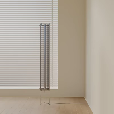 Modern Floor Lamp With Transparent Stand By Window With White Blinds 3d model Modern Floor Lamp With Transparent Stand By Window With White Blinds 3d model