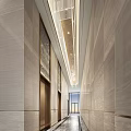 Luxurious Modern Elevator Lobby With Marble Walls And Decorative Painting