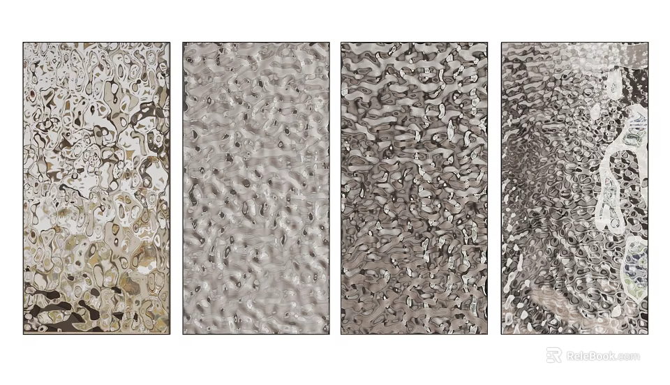 Decorative Wall Panels With Different Textured Metallic Finishes For Interior Design 3d model 