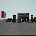 Audi Car Showroom Display With Three Different Colored Vehicles And Signage