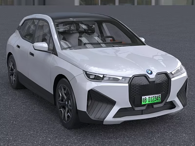 White BMW Electric Car With Modern Front Grille And Sleek Body Design 3d model