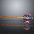 Warhammer Weapon With Orange Handle Purple Flame Sphere And Spiked Head