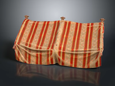 Red And White Striped Foldable Fabric Household Storage Bag For Organizing 3d model