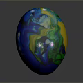 Colorful Decorative Sphere With Swirling Blue Green Yellow Patterns For Modern Interior Decoration