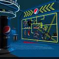 Modern Blue Pepsi Exhibition Booth Design Featuring Mannequin And Display Elements 3d model