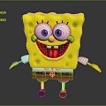 SpongeBob SquarePants Yellow Square Character With Big Eyes Red Tie White Shirt And Happy Smile