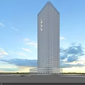 Modern Tall Hotel Building With Glass Facade And Open Surroundings Under Blue Sky