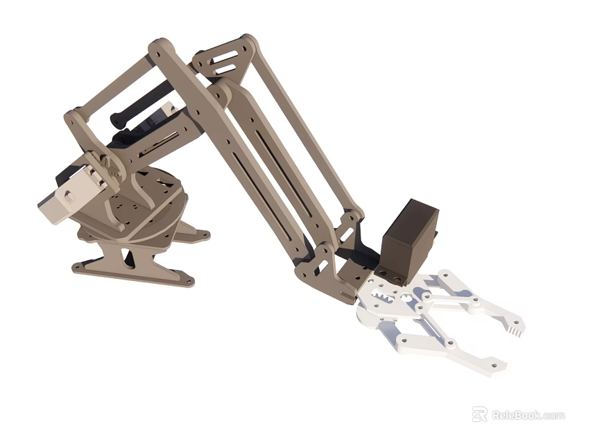 Industrial Robotic Arm With Metal Frame Articulated Joints Gripper And Stable Base 3d model 
