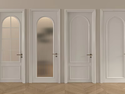 Modern Interior Hinged Doors With Glass Panels White Frames And Various Styles 3d model