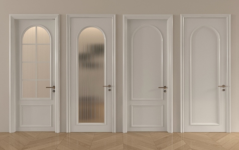 French Single Door Cream Wind Single Door Swing Door 3d model