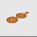 Delicious Pepperoni Pizza Whole Sliced And Small Slice On Dark Blue Background