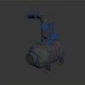 Rusty Industrial Equipment With Metal Pipes Valves And Cylindrical Tank