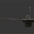 Ancient Stone Ritual Seat With Red Ornament On Elevated Platform And Extended Slabs