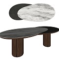 Fusion Middle Style Dining Table Marble Dining Table Solid Wood Dining Table Shaped Dining Table 3d model