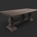 Classic Wooden Dining Table Set With Carved Legs And Solid Base 3d model